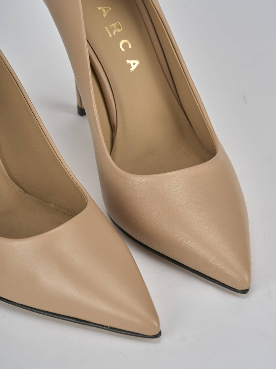 Decollete e slingback tacco 10cm pelle marrone Barca Stores