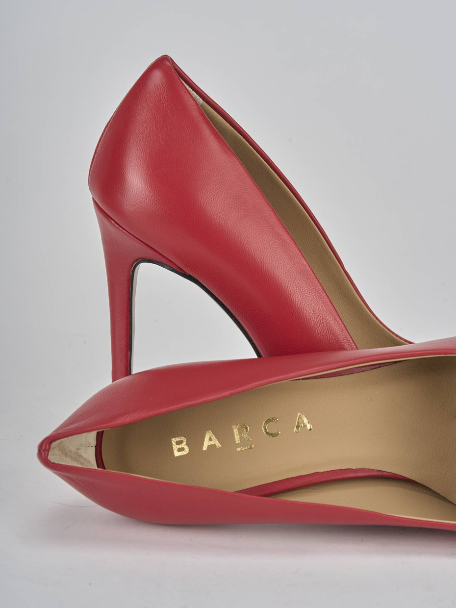 Décolleté e slingback tacco 10cm pelle rosso