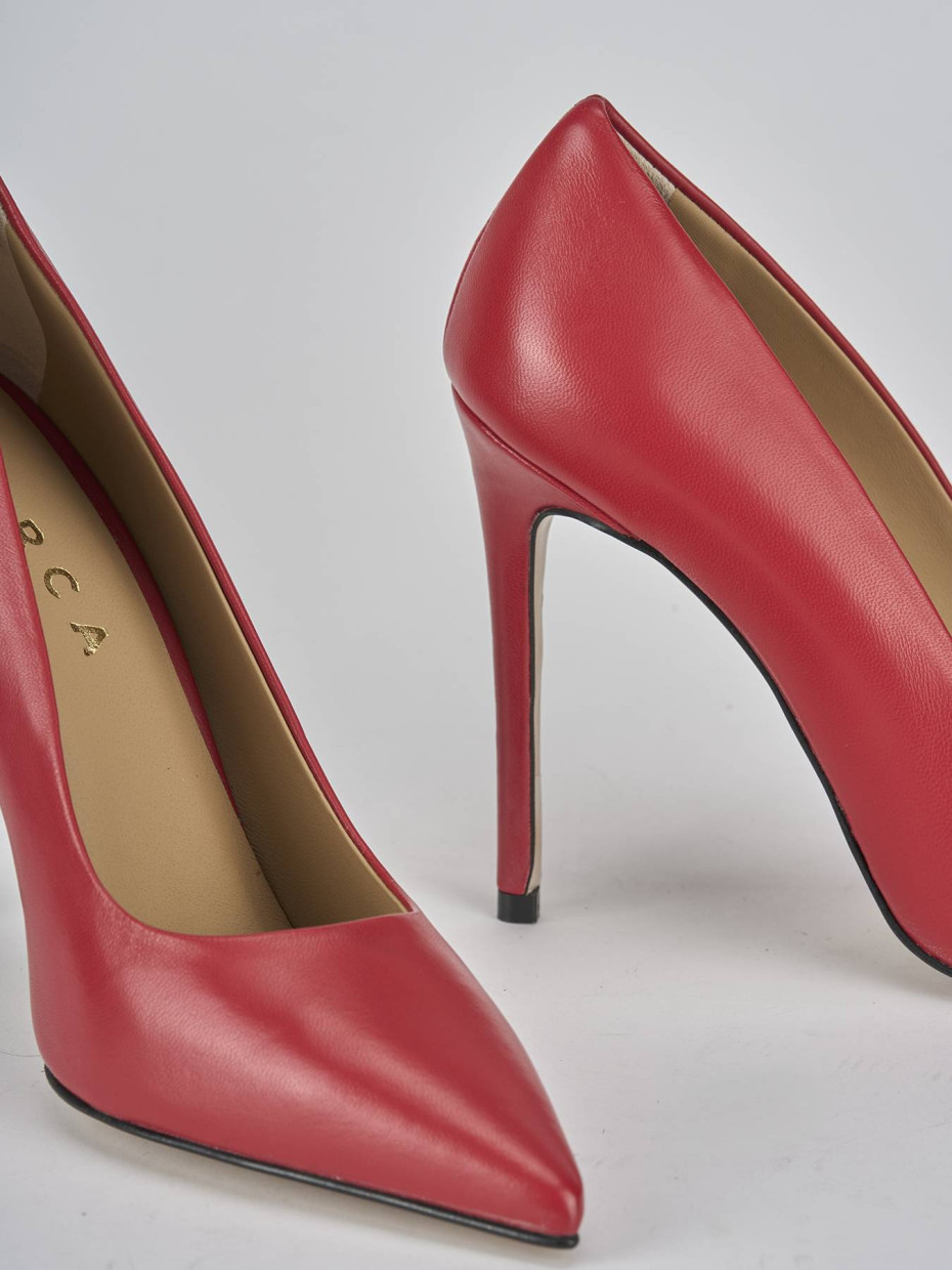 Décolleté e slingback tacco 10cm pelle rosso