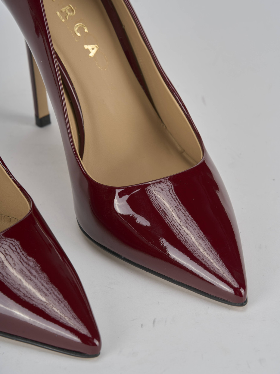 Décolleté e slingback tacco 10cm vernice bordo'