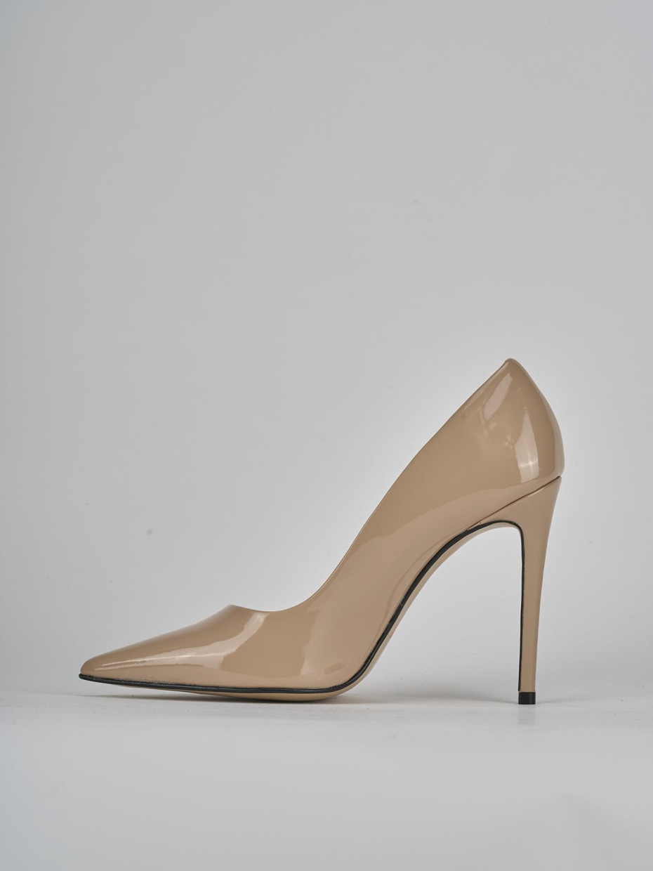 Décolleté e slingback tacco 11cm vernice beige