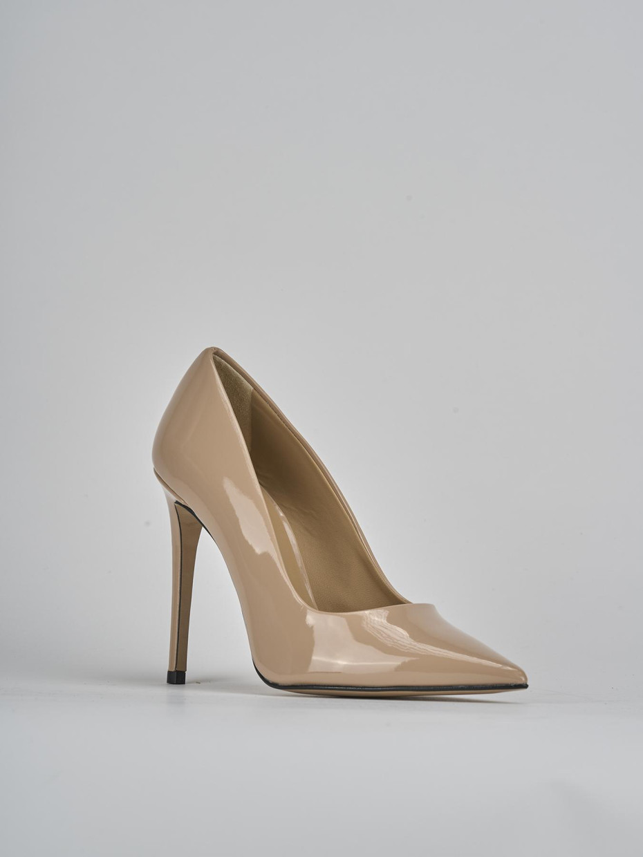 Décolleté e slingback tacco 11cm vernice beige