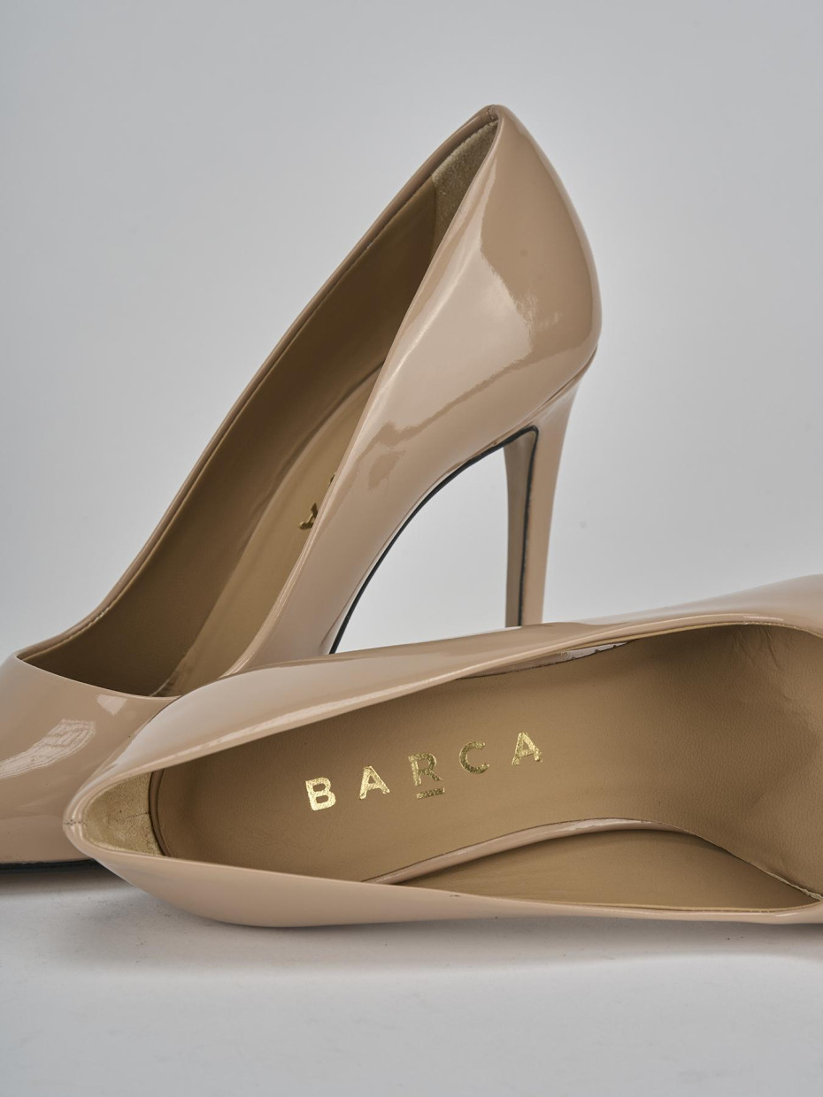 Décolleté e slingback tacco 11cm vernice beige