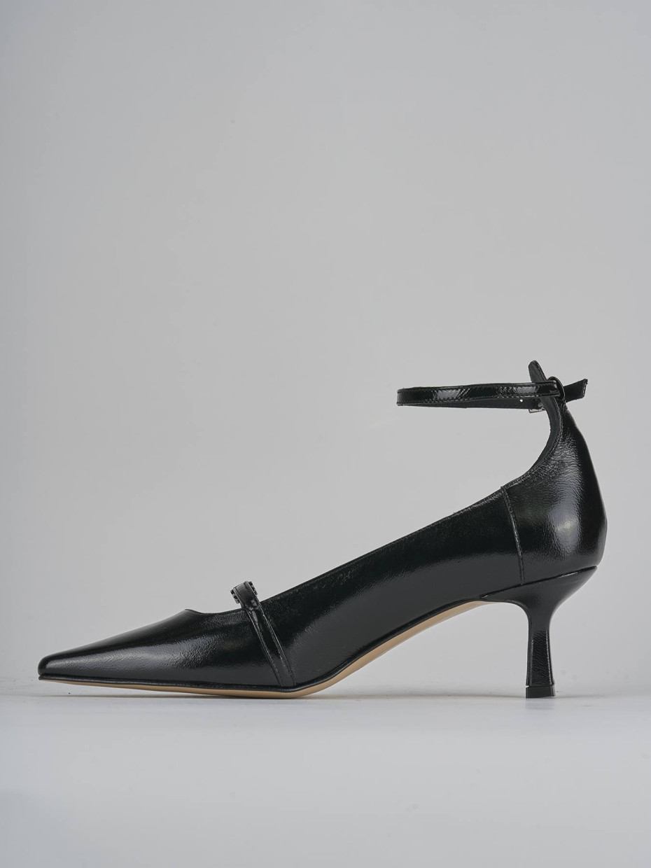 Décolleté e slingback tacco 5cm vernice nero