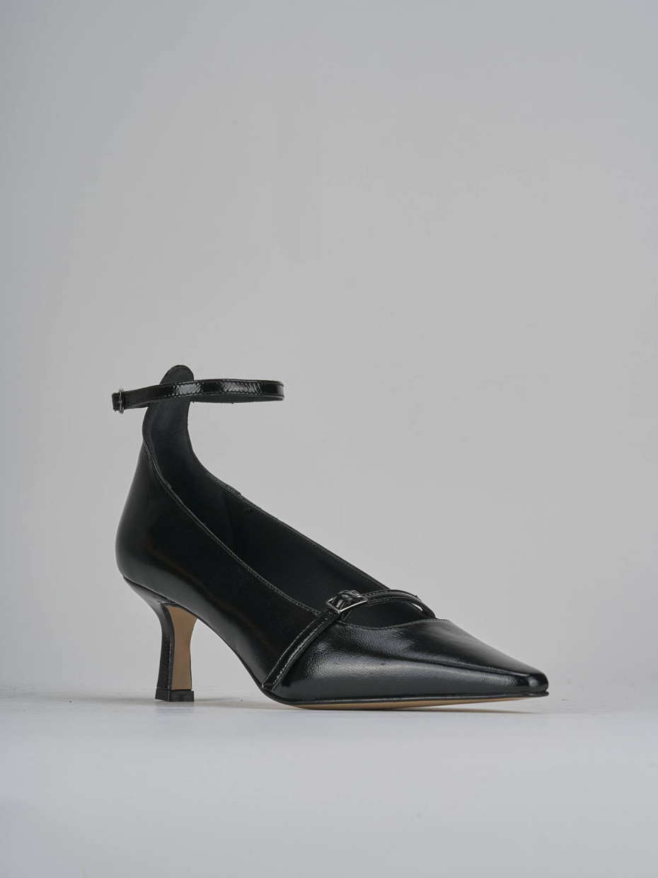 Décolleté e slingback tacco 5cm vernice nero