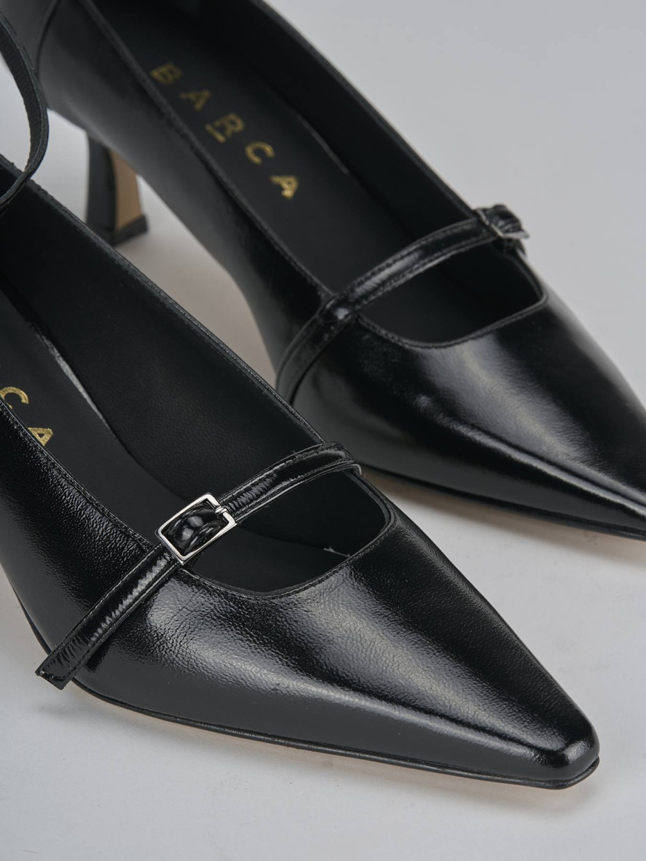 Décolleté e slingback tacco 5cm vernice nero