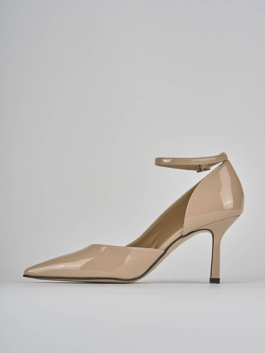 Décolleté e slingback tacco 7cm vernice beige