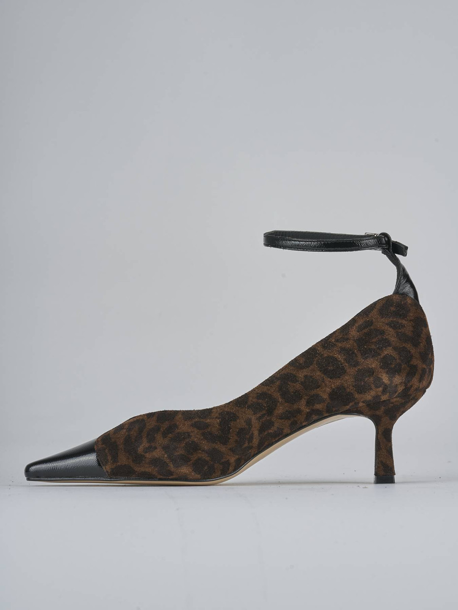 Décolleté e slingback tacco 6cm camoscio nero