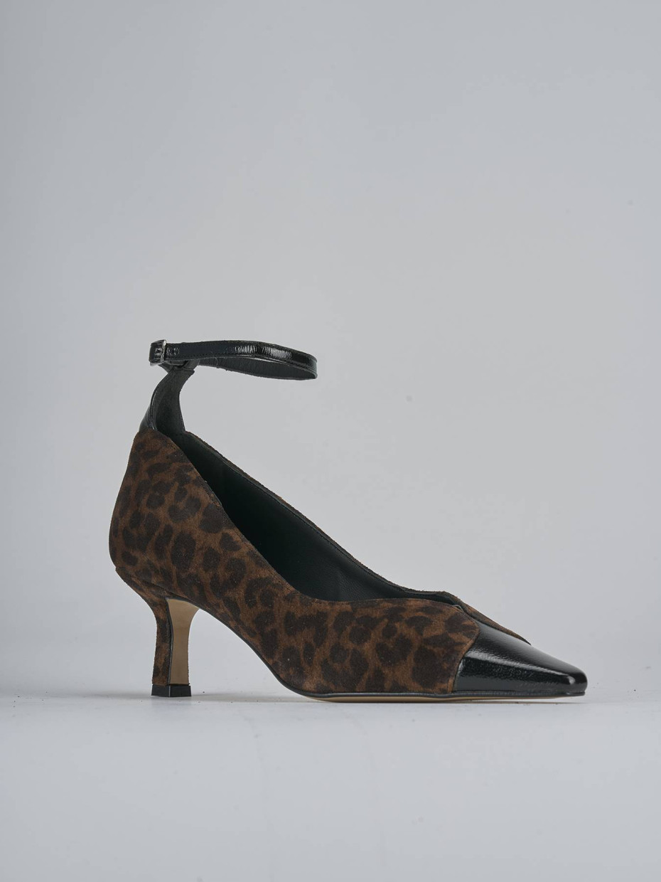 Décolleté e slingback tacco 6cm camoscio nero