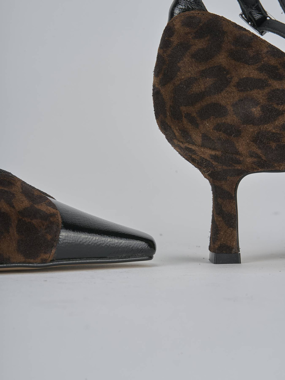Décolleté e slingback tacco 6cm camoscio nero