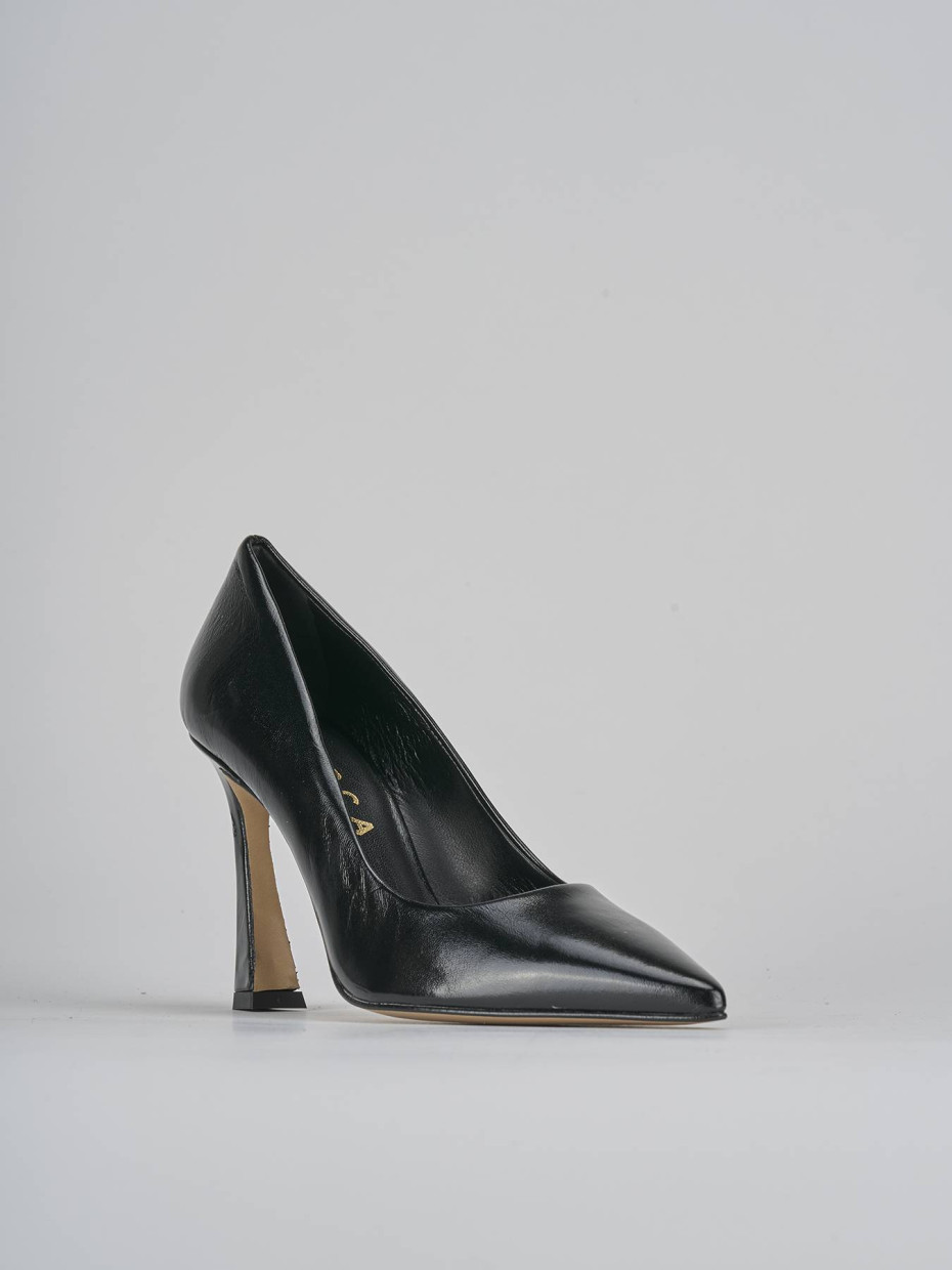 Décolleté e slingback tacco 10cm vernice nero