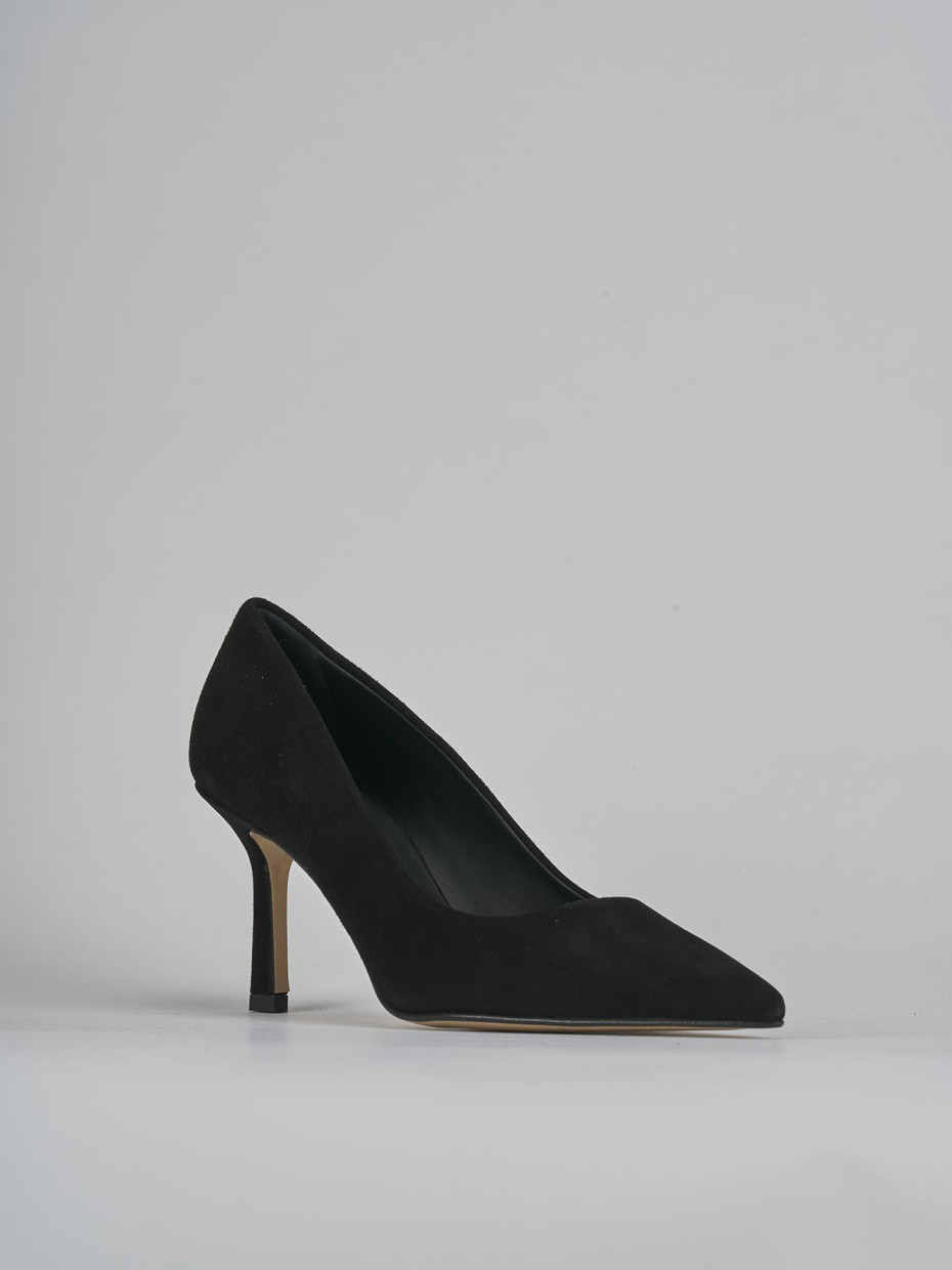 Décolleté e slingback tacco 7cm camoscio nero