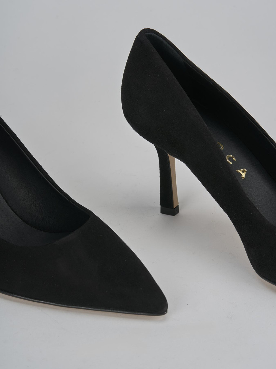 Décolleté e slingback tacco 7cm camoscio nero