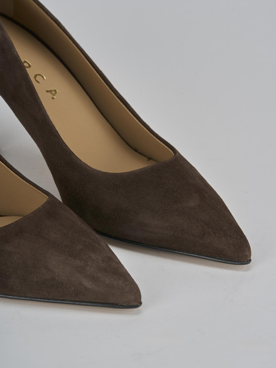 Décolleté e slingback tacco 7cm camoscio testa