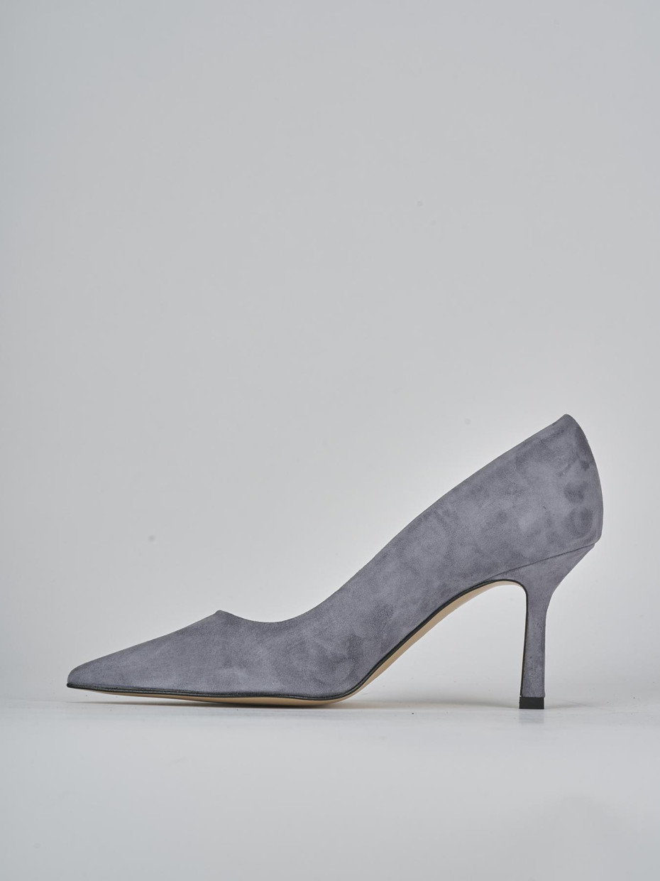 Décolleté e slingback tacco 7cm camoscio grigio