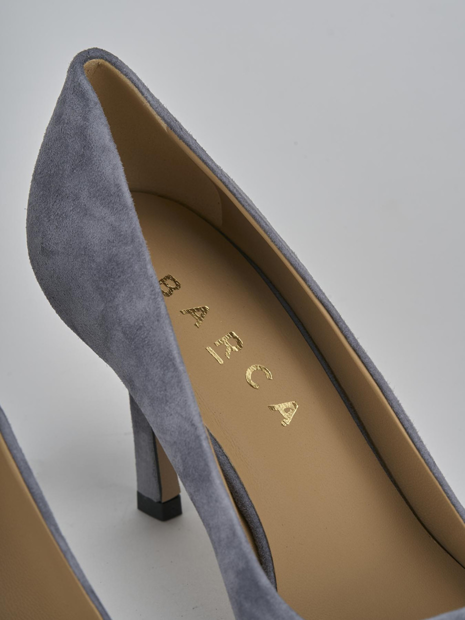 Décolleté e slingback tacco 7cm camoscio grigio