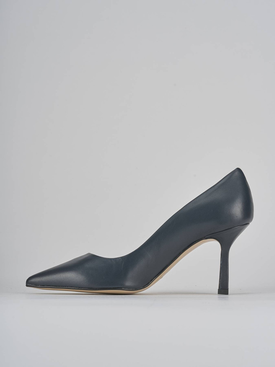 Décolleté e slingback tacco 7cm pelle blu