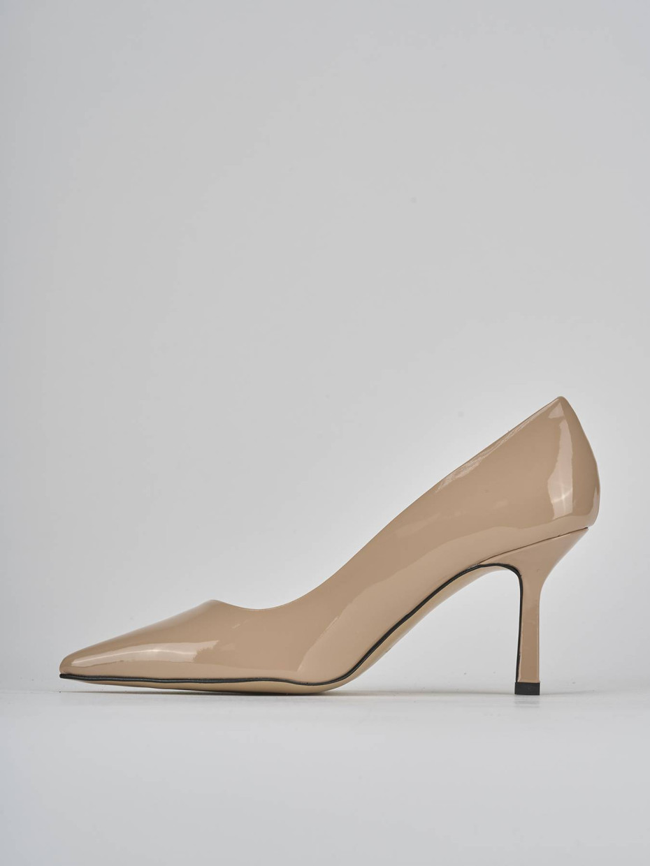 Décolleté e slingback tacco 7cm vernice beige