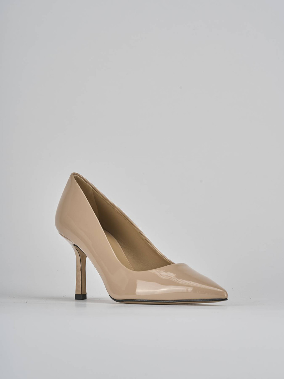 Decollete e slingback tacco 7cm vernice beige Barca Stores