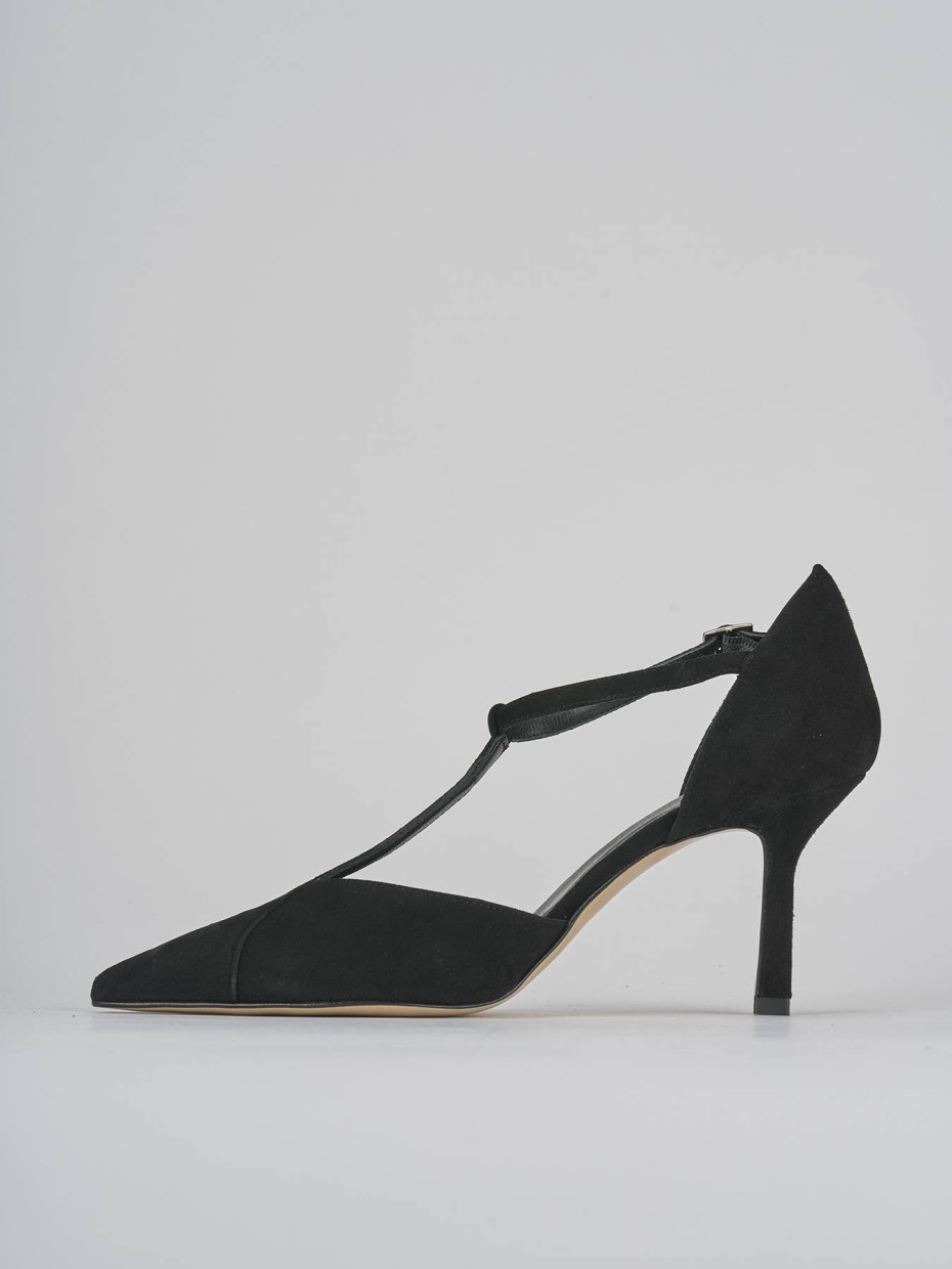Décolleté e slingback tacco 8cm camoscio nero