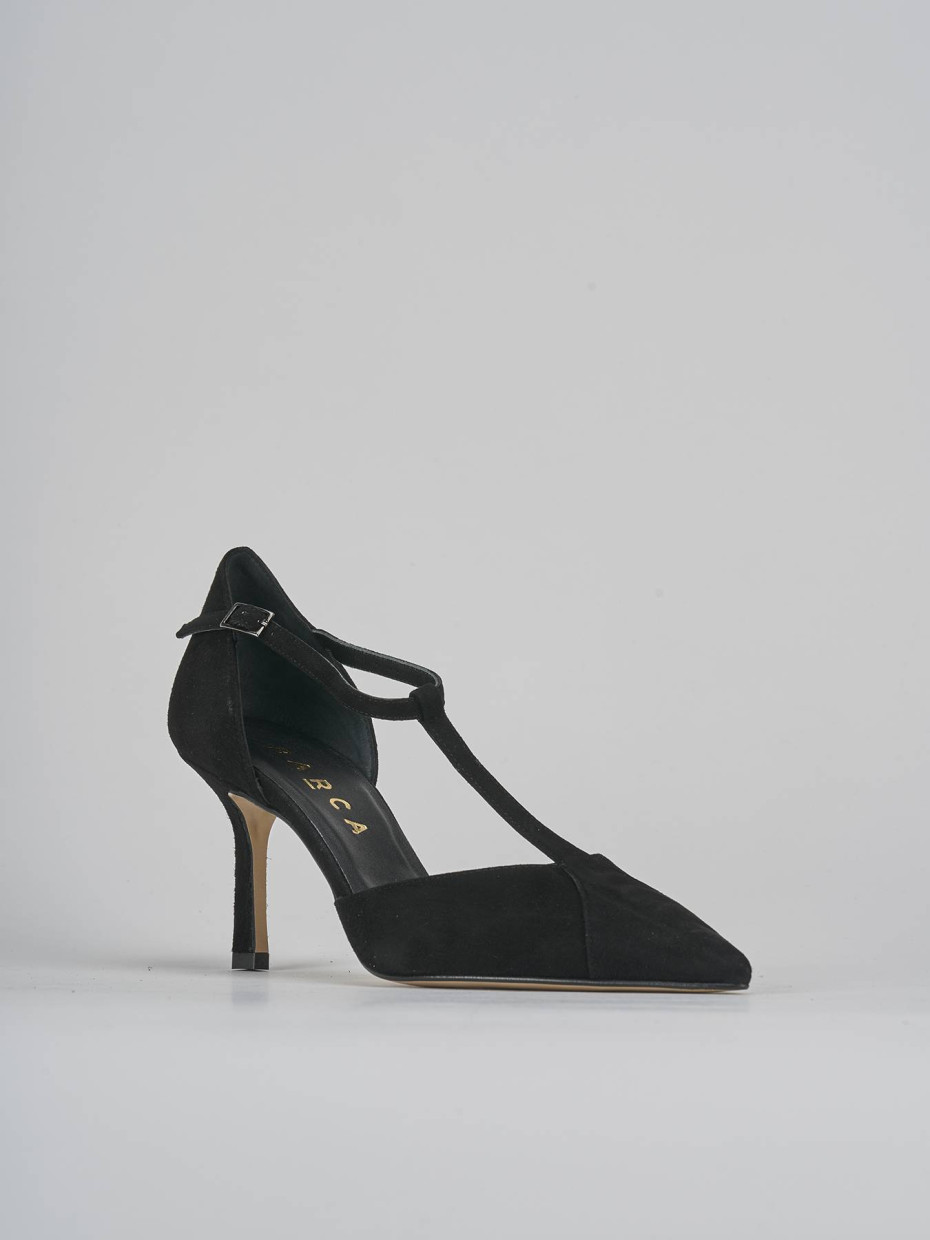 Décolleté e slingback tacco 8cm camoscio nero