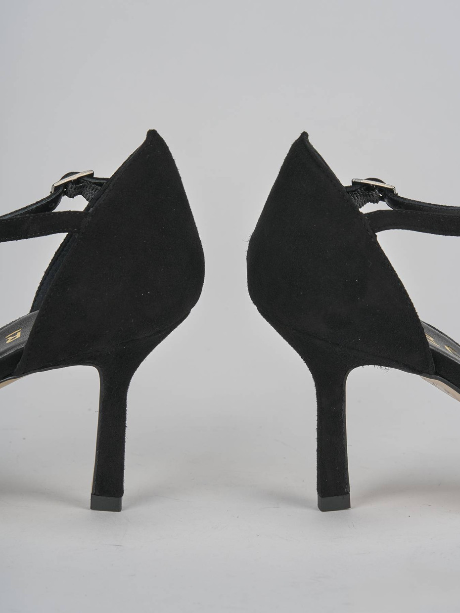 Décolleté e slingback tacco 8cm camoscio nero