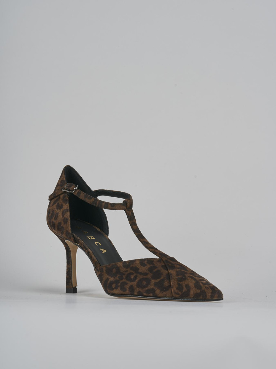 Décolleté e slingback tacco 8cm camoscio multicolor