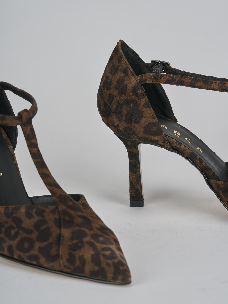 Décolleté e slingback tacco 8cm camoscio multicolor