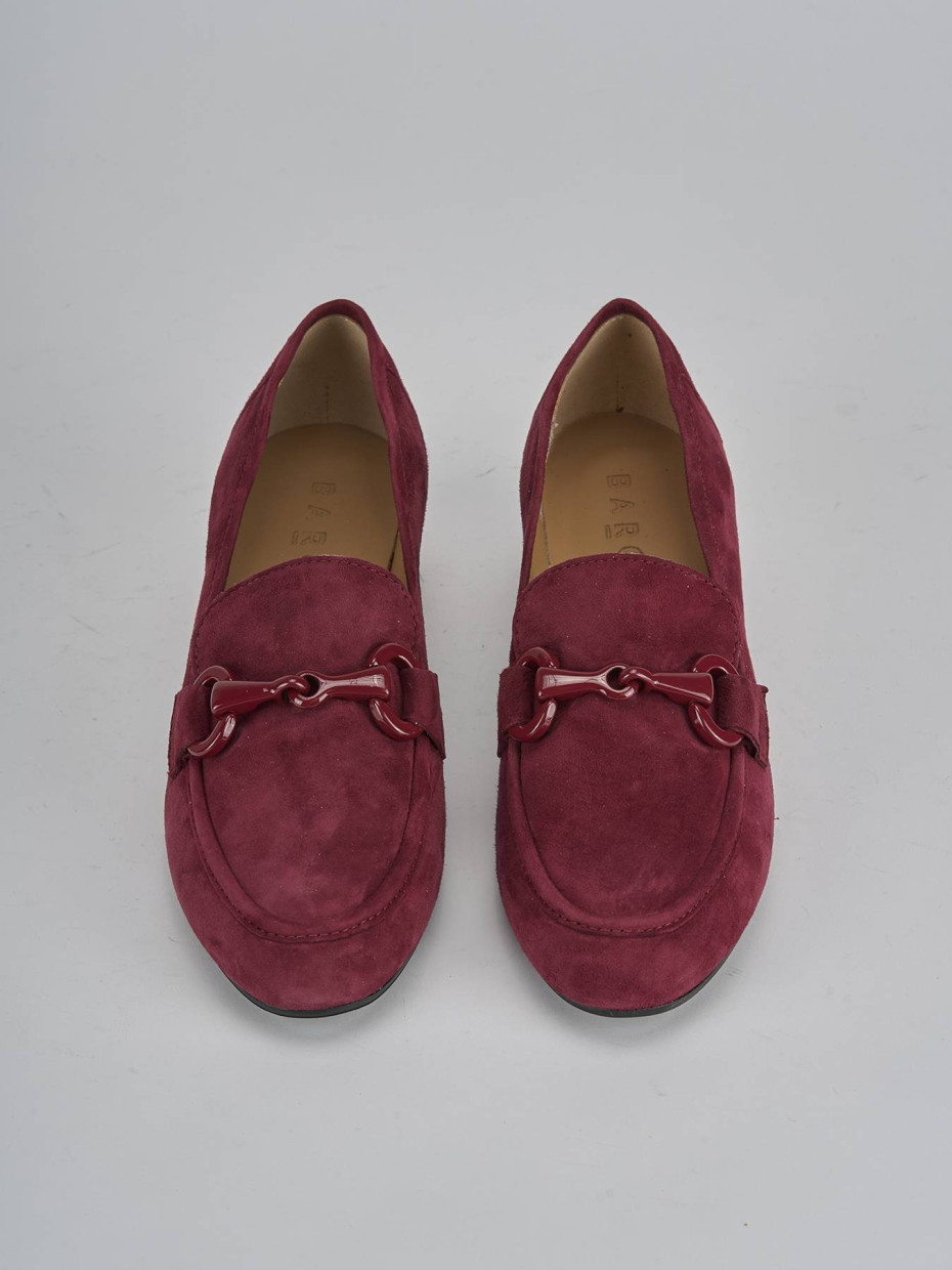 Mocassini tacco 5cm camoscio bordo'