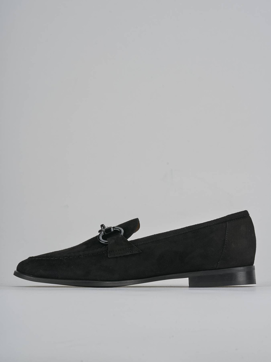 Mocassini tacco 1cm camoscio nero