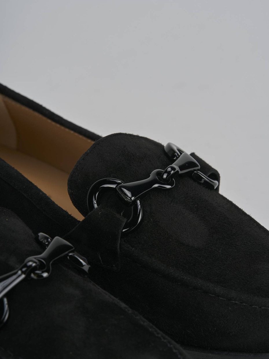 Mocassini tacco 1cm camoscio nero