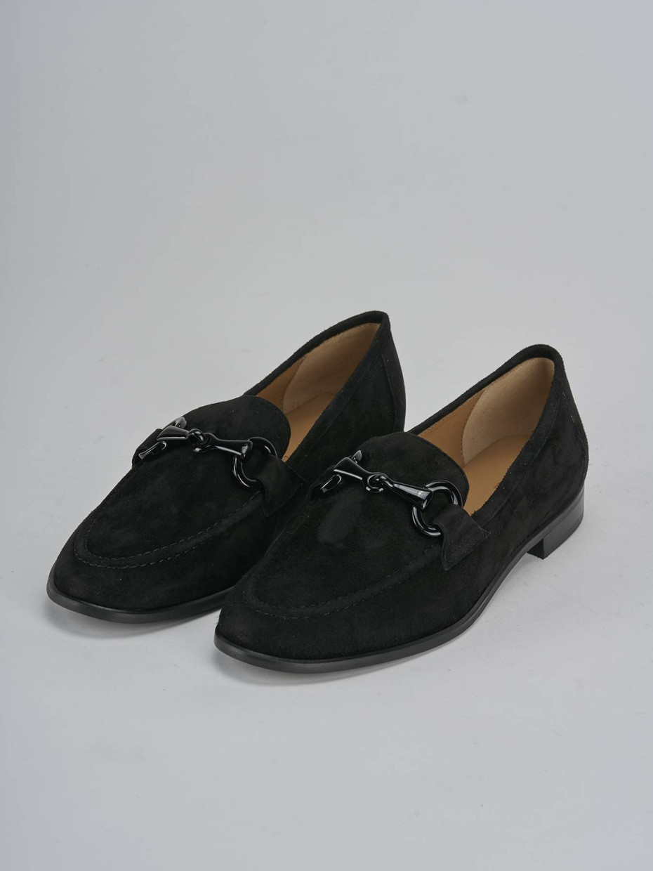 Mocassini tacco 1cm camoscio nero
