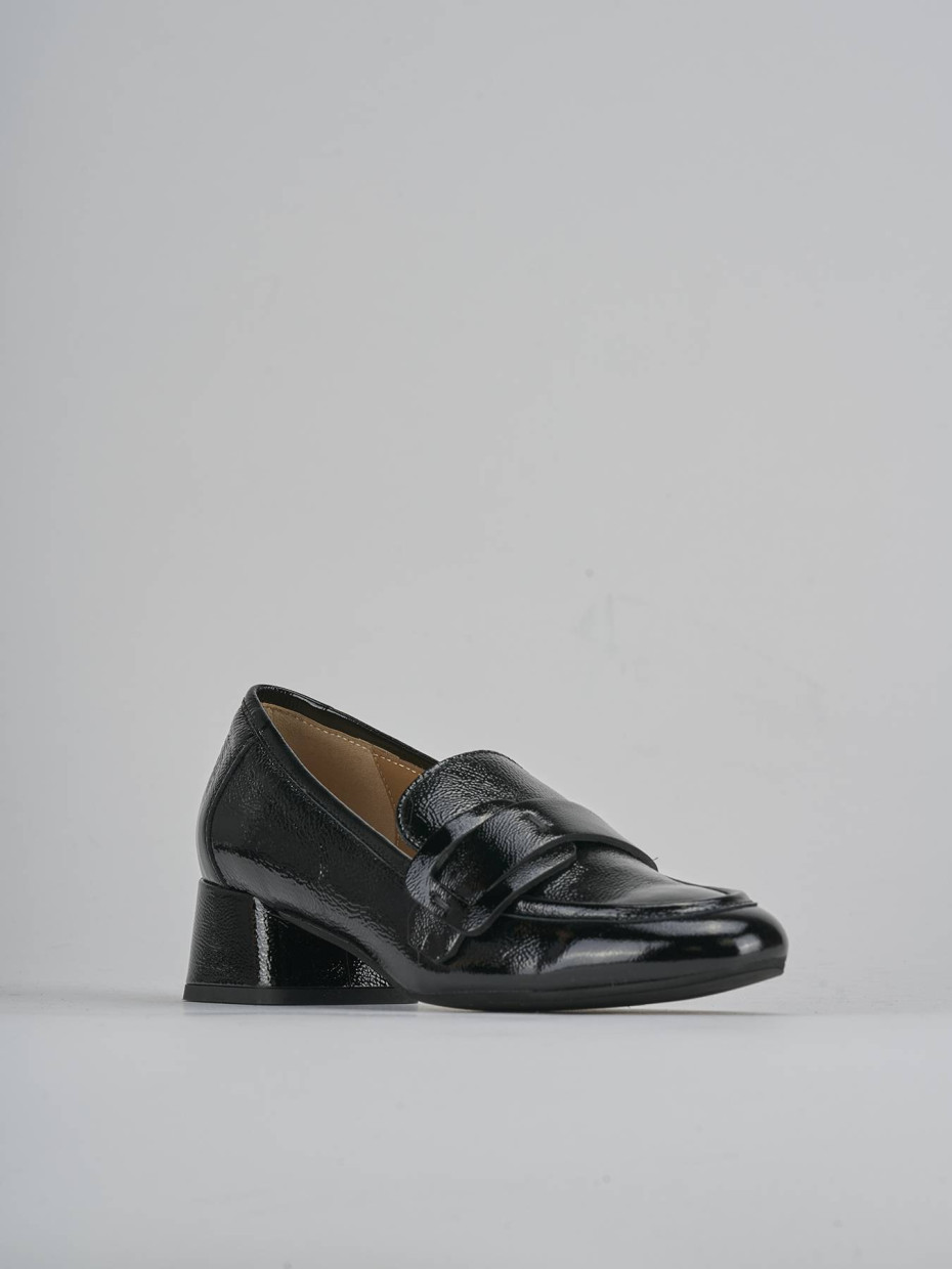 Mocassini tacco 3cm vernice nero