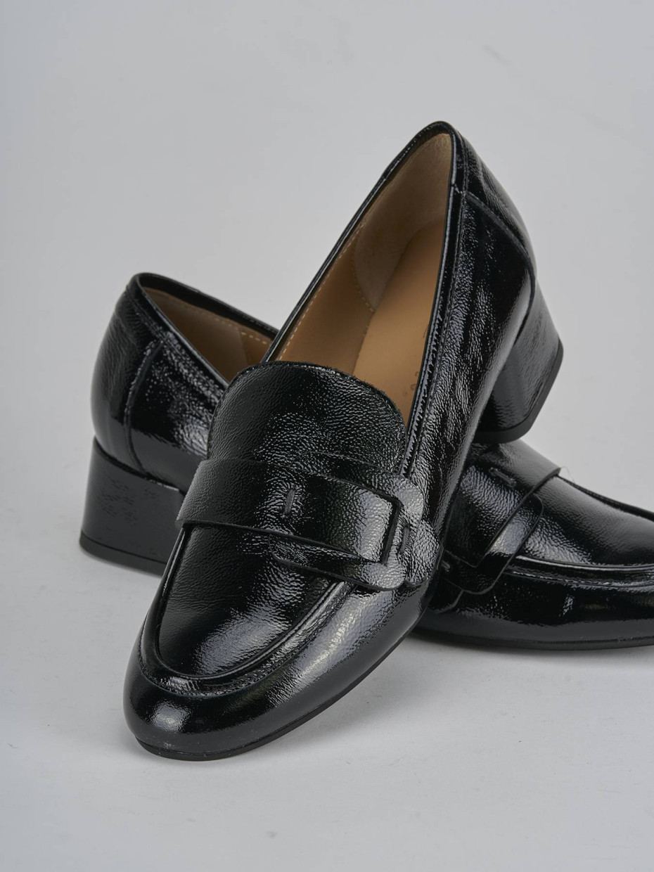 Mocassini tacco 3cm vernice nero