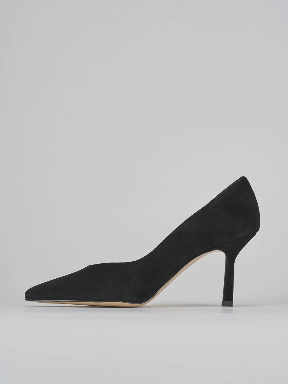 Decoltè tacco 7 cm nero camoscio