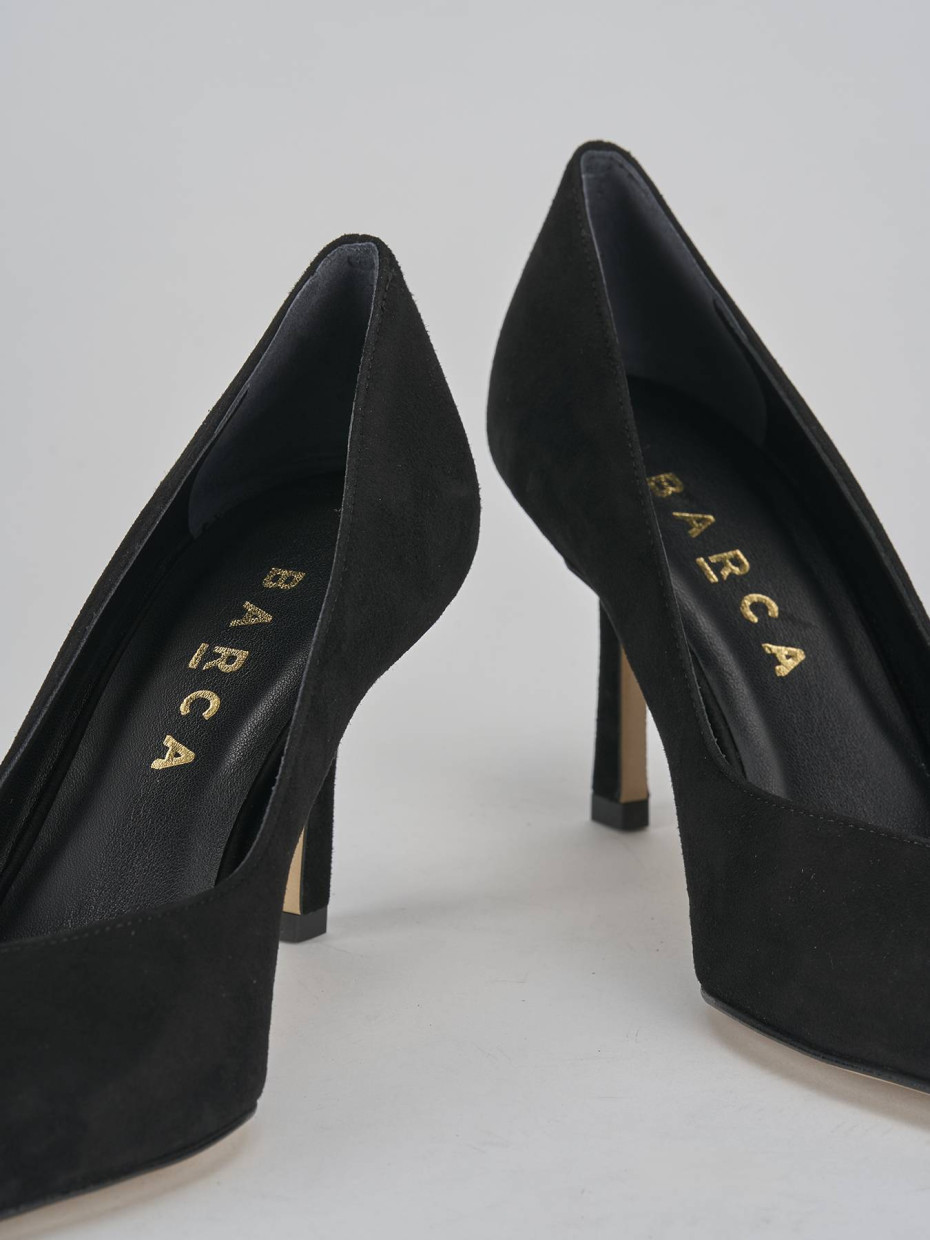 Decoltè tacco 7 cm nero camoscio