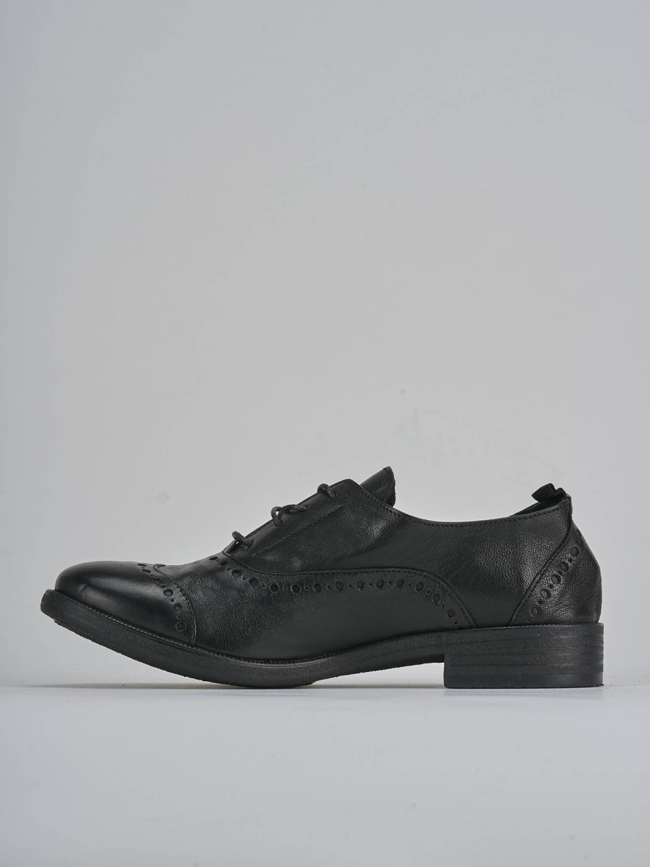 Stringate tacco 1cm pelle nero