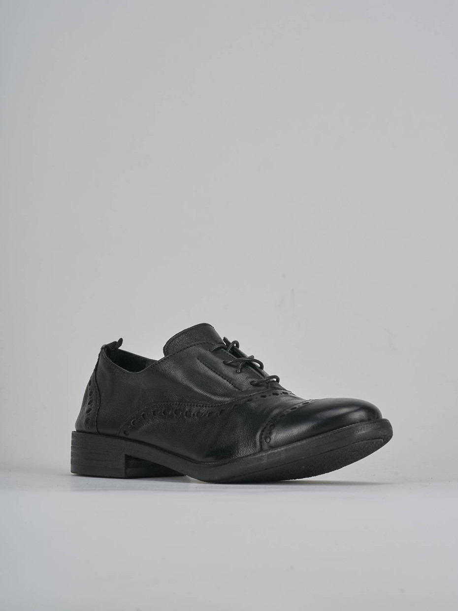 Stringate tacco 1cm pelle nero