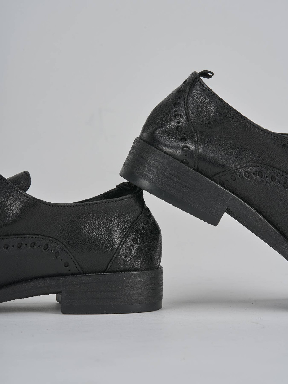Stringate tacco 1cm pelle nero