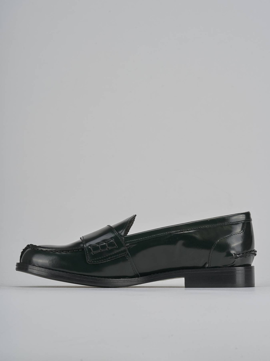 Mocassini tacco 2cm pelle verde