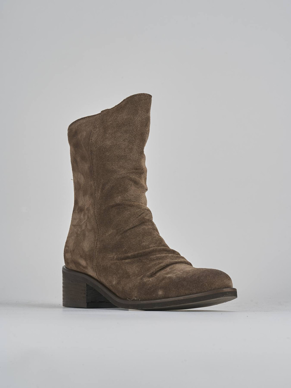 Stivaletti tacco 5cm camoscio beige