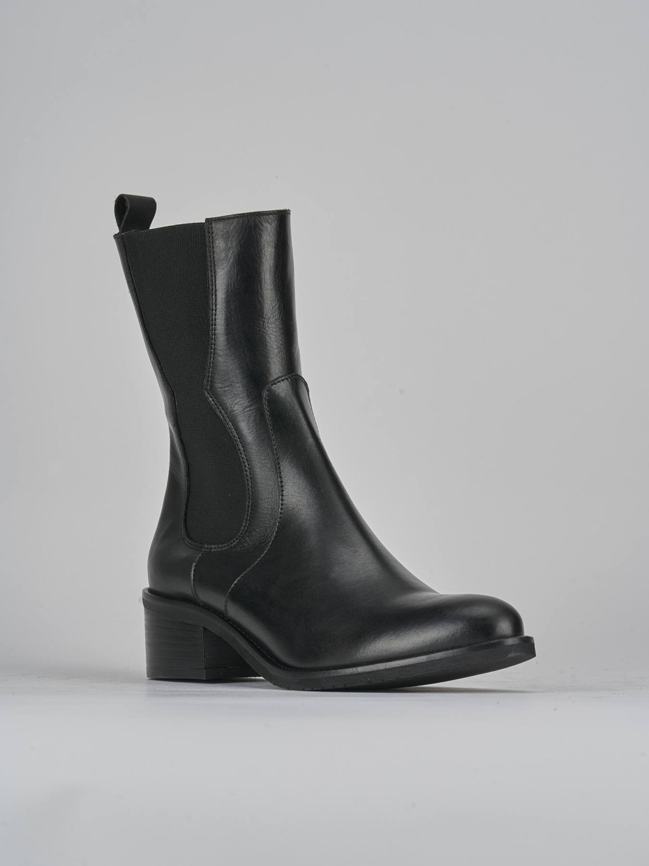 Stivaletti tacco 5cm pelle nero