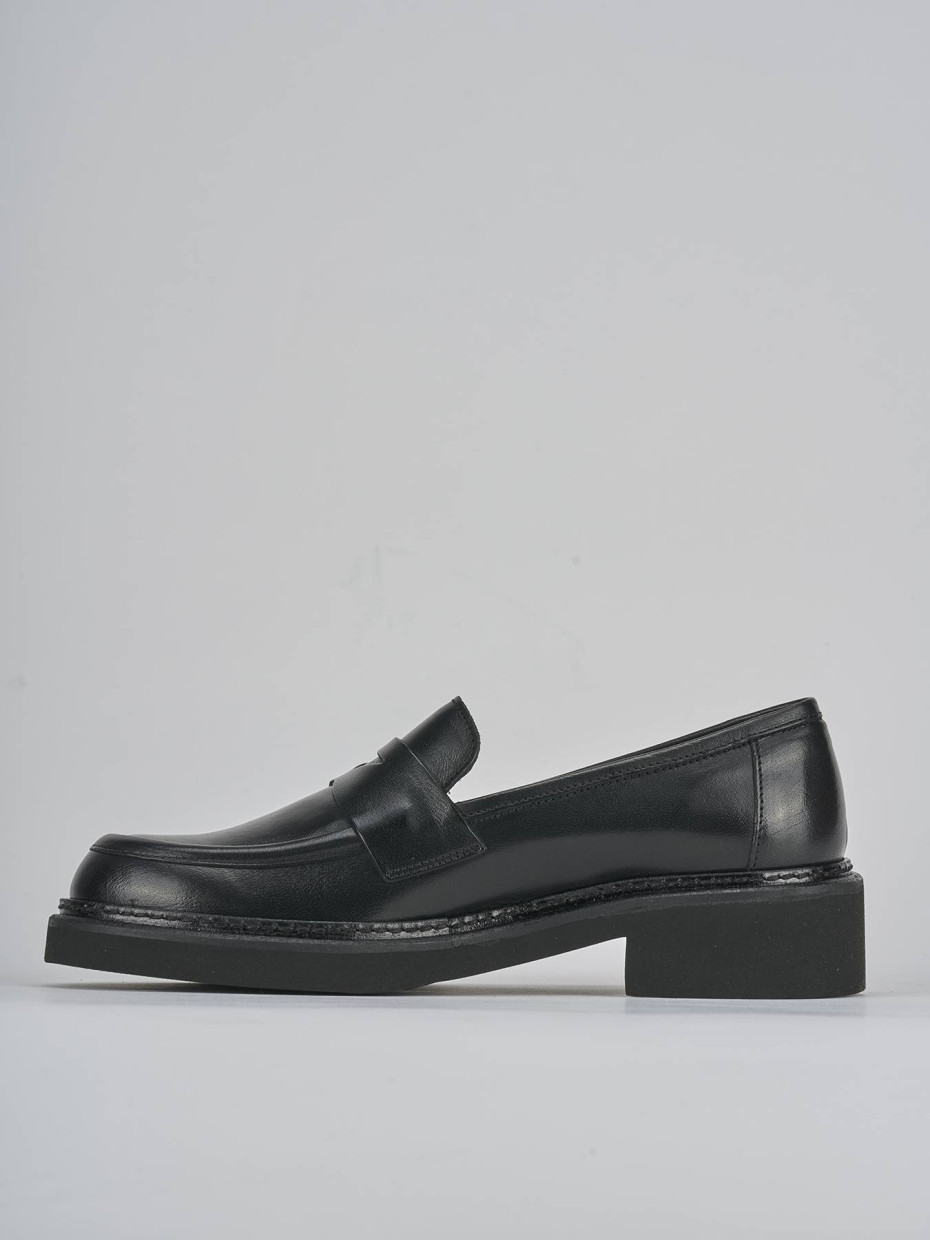 Mocassini tacco 3cm pelle nero