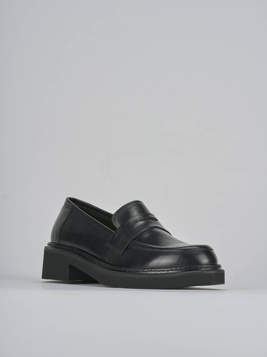 Mocassini tacco 3cm pelle nero