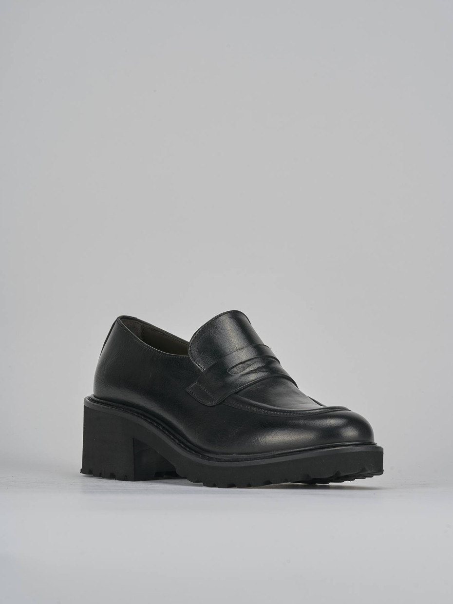 Mocassini tacco 5cm pelle nero