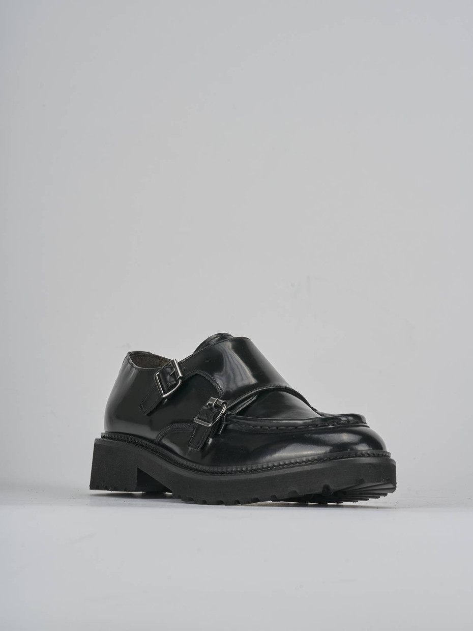 Stringate tacco 3cm pelle nero