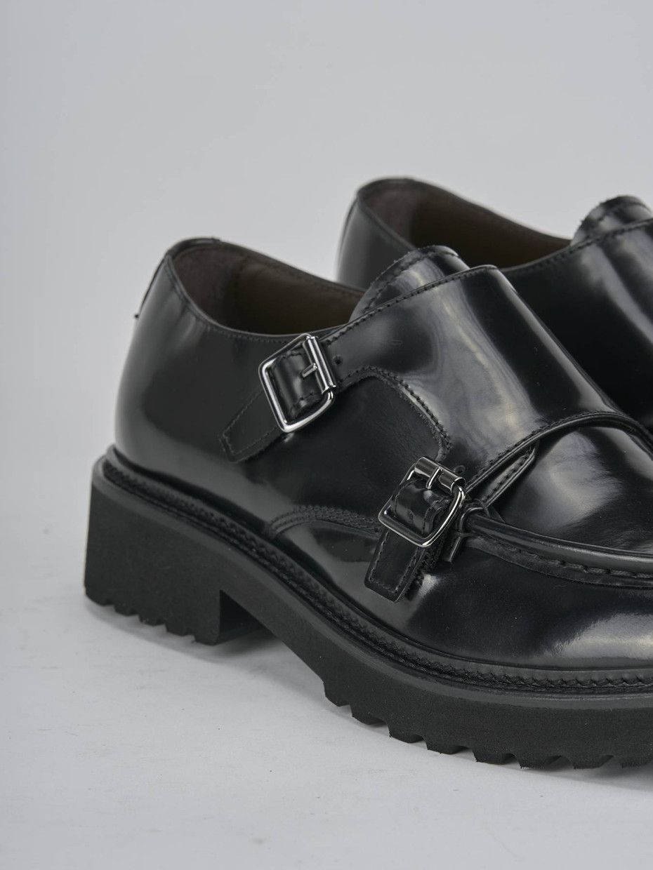 Stringate tacco 3cm pelle nero