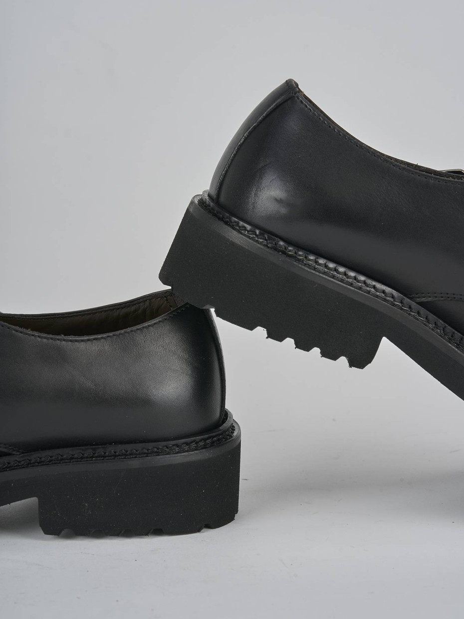 Stringate tacco 3cm pelle nero