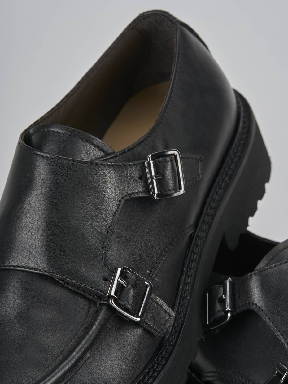 Stringate tacco 3cm pelle nero