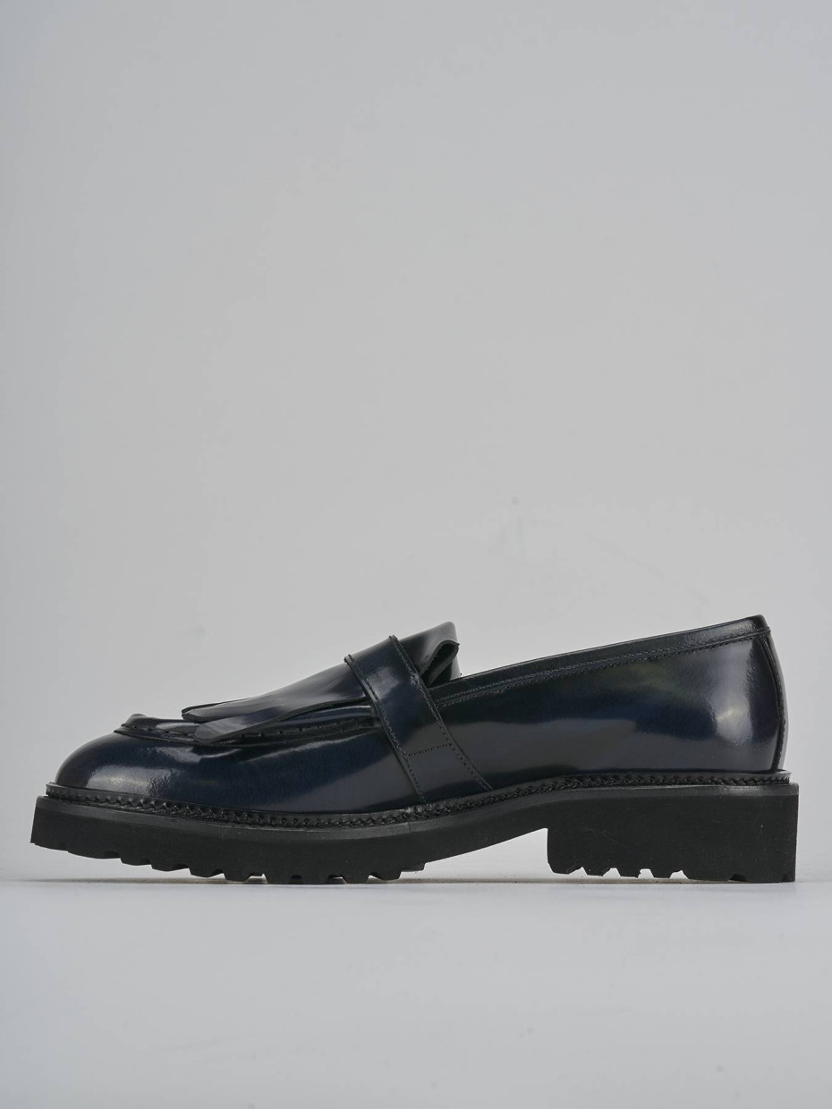 Mocassini tacco 2cm pelle blu